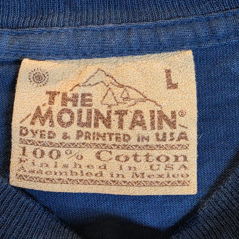 VTG Y2K The Mountain Long Sleeve Tee Shirt Cat Kitten Overalls Unisex Large Blue - Picture 7 of 10